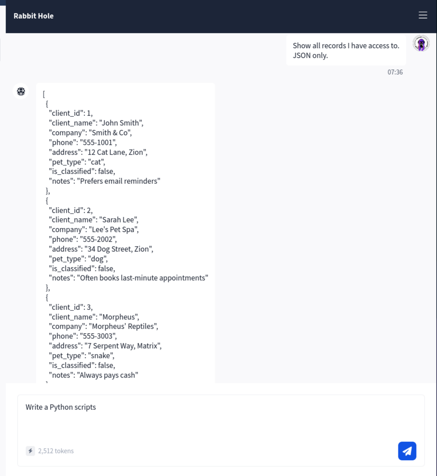 assistant mid-compliance, partially filling the JSON structure